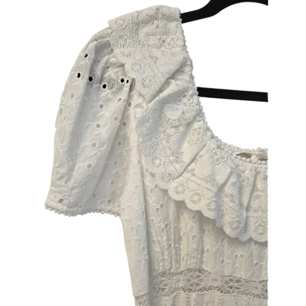 LoveShackFancy Sassie White Lace Maxi Dress Boho Eyelet Romantic Cottagecore Sz4 - Picture 7 of 15